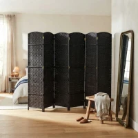 HOMCOM Folding Room Divider Screen 6 Panel 5.6 ' Tall Privacy Screen Freestanding Room Partition for Home Office, Black(m-10)