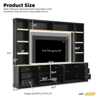 Rustic Farmhouse Entertainment Centre with 6 Storage Drawers, Modern TV Wall Unit with Adjustable Shelves, 98.5'' L x 15.5'' W x 79.5'' H, Black(m-3)