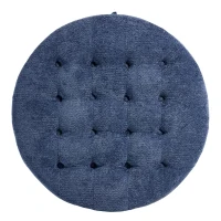 Elegant Round Storage Ottoman with Tufted Chenille and Removable Lid, Versatile Coffee Table for Living Room, 28'' L x 28" W x 16.5" H, Blue(m-9)