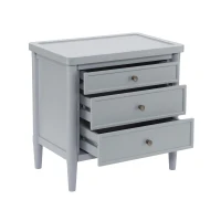 Modern Farmhouse Nightstand Set of 2 with 3 Storage Drawers, Wooden Bedside End Tables with Tapered Legs, 23.5'' L x 15.5'' W x 24.5'' H, Gray(m-9)