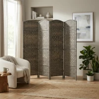 HOMCOM Folding Room Divider Screen 4 Panel 6' Tall Privacy Screen Freestanding Wood Partition for Home Office, Dark Rustic Oak(m-2)