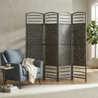 HOMCOM 4 Panel Room Divider, Folding Screen, 5.6', Dark Gray(m-10)
