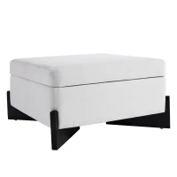 Modern Large Square Ottoman with Faux Leather and Hidden Storage, Versatile Coffee Table for Living Room, 30.5'' L x 30.5" W x 17.5" H, White(m-10)
