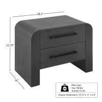 Minimalist Modern Nightstand Set of 2 with Black Metal Handles, Wooden Bedside Storage Tables for Bedroom, 28.5'' L x 15.5'' W x 23.5'' H, Black(m-3)