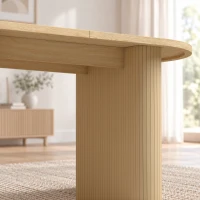HOMCOM Farmhouse Dining Table Curved Top Kitchen Table Dining Room Kitchen Oak Wood Grain(m-12)