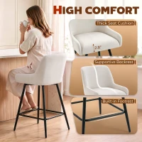 HOMCOM Kitchen Island Chairs Counter Height Bar Stools with Swivel Linen Seat and Footrest, Cream White(m-6)