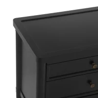 Modern Nightstand with 3 Drawers and Brass Handles, Chic Storage Cabinet with Solid Wood Frame, 23.5'' L x 15.5" W x 24.5" H, Black(m-6)