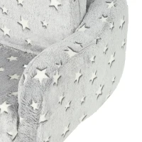 Qaba Kids Couch, 2 in 1 Toddler Couch with Glow in the Dark Stars, Sit to Lie, Ready from Box for Bedroomfor 18-48 M, Grey(m-10)