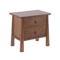 Modern Nightstand with 2 smooth-gliding drawers, Wooden Bedside Storage Table with Signature Rounded Legs, 23.5'' L x 15.5'' W x 23.5'' H, Brown(m-12)