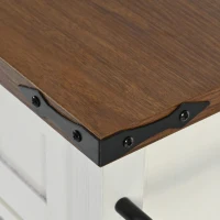 Farmhouse Kitchen Island with Power Outlet, Drop Leaf and Sliding Barn Doors, Versatile Rolling Cart for Kitchen, 53.5'' L x 18.5" W x 37" H, White(m-12)