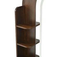 Modern Floating Makeup Vanity with Arched Mirror, Outlet and 3-Color Lights, Versatile Wall Vanity for Bedrooms, 23'' L x 15.5" W x 48" H, Walnut(m-9)
