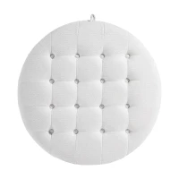Elegant Round Storage Ottoman with Tufted Chenille and Removable Lid, Versatile Coffee Table for Living Room, 28'' L x 28" W x 16.5" H, White(m-9)
