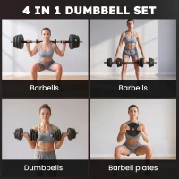 Soozier 55LBS 4-in-1 Adjustable Barbell & Dumbbells Set, Weights Set with Non-slip Handles for Men and Women Home Gym Training(m-4)