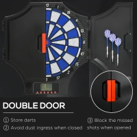 Soozier Electronic Dartboard Set with 31 Games and 285 Programs for 8 Players, Soft Tip Dart Board Set with Cabinet, 6 Darts and 6 Spare Tips, LCD Display(m-6)