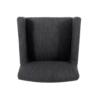 Modern Upholstered Counter Stool Set of 2 with Rounded Armrests, Comfortable Breakfast Bar Stool for Kitchen, 24'' L x 23" W x 39.5" H, Charcoal(m-5)