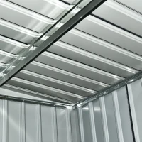 Outsunny 9x4 Outdoor Storage Shed Galvanized Steel Garden Shed with Foundation Kit, Ventilation & Doors, Dark Grey(m-15)
