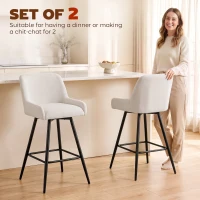 HOMCOM Kitchen Island Chairs Counter Height Bar Stools with Swivel Linen Seat and Footrest, Cream White(m-4)