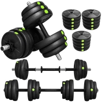 Soozier 55LBS 4-in-1 Adjustable Barbell & Dumbbells Set, Weights Set with Non-slip Handles for Men and Women Home Gym Training(m-9)