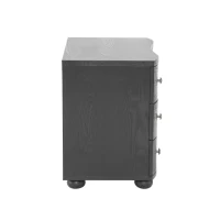 Retro Modern Nightstand with 3 Wave Drawers, Wooden Bedside Storage Table with Bulbous Feet, 23.5'' L x 15.5'' W x 22.5'' H, Black(m-8)