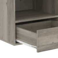 HOMCOM Floating Bedside Tables Set of 2 with Drawer, Open Storage and White Marble Effect Top for Bedroom, Natural(m-12)
