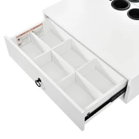 Modern Floating Makeup Vanity with Arched Mirror, Outlet and 3-Color Lights, Versatile Wall Vanity for Bedrooms, 23'' L x 15.5" W x 48" H, White(m-11)