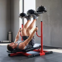 Soozier Vertical Leg Press Machine with Adjustable Leg, Back, and Head Positions, 1" Standard Plate Compatible, Red(m-12)
