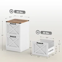 HOMCOM Vertical Storage Drawers Farmhouse X Pattern Printer Stand Fits Letter Files 2 Drawers White(m-3)