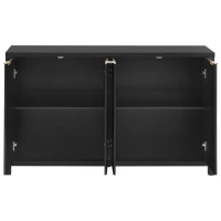 Elegant Fluted Buffet Cabinet with Sculpted Doors, Farmhouse Storage Sideboard for Kitchen Dining Living Room, 55" L × 15.5" W × 33" H, Black(m-13)