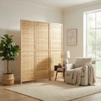 HOMCOM Hand Woven Room Divider, 3 Panel Bamboo Folding Privacy Screen for Home Office, 47.25"x67"x0.75", Natural(m-11)
