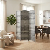 HOMCOM Folding Room Divider Screen 3 Panel 6' Tall Privacy Screen Freestanding Wood Partition for Home Office, Mixed Gray(m-10)