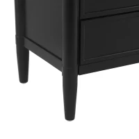 Modern Nightstand with 3 Drawers and Brass Handles, Chic Storage Cabinet with Solid Wood Frame, 23.5'' L x 15.5" W x 24.5" H, Black(m-7)
