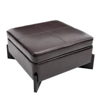 Modern Large Square Ottoman with PU Leather and Hidden Storage, Versatile Coffee Table for Living Room, 30.5'' L x 30.5" W x 17.5" H, Dark Brown(m-2)