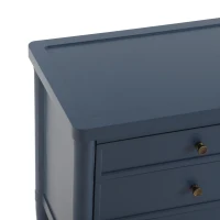 Modern Farmhouse Nightstand Set of 2 with 3 Storage Drawers, Wooden Bedside End Tables with Tapered Legs, 23.5'' L x 15.5'' W x 24.5'' H, Blue(m-6)