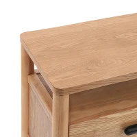 Modern Nightstands with Open Shelf and 2 Drawers, Wooden Bedside Storage Table Unit with Rounded Corners, 23.5'' L x 15.5'' W x 24'' H, Light Natural(m-7)