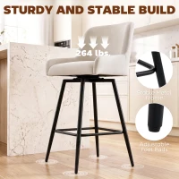 HOMCOM Kitchen Island Chairs Counter Height Bar Stools with Swivel Linen Seat and Footrest, Cream White(m-7)