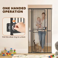 PawHut 71" Extra Tall Cat Gate,  29"-39" Wide Pet Gate with No Drilling, Narrow Spacing, Pull-Ring Latch, 2 Extension Kits(m-6)