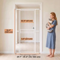 PawHut 71" Extra Tall Cat Gate,  29"-39" Wide Pet Gate with No Drilling, Narrow Spacing, Pull-Ring Latch, 2 Extension Kits(m-3)