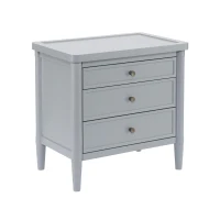Modern Farmhouse Nightstand Set of 2 with 3 Storage Drawers, Wooden Bedside End Tables with Tapered Legs, 23.5'' L x 15.5'' W x 24.5'' H, Gray(m-10)