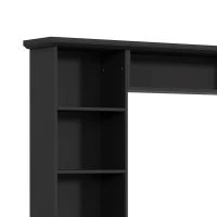 Mid-Century Entertainment Centre with 7 Adjustable Shelves, 4-Piece TV Wall Unit Console with 6 Cable Holes, 95.5'' L x 15.5'' W x 76.5'' H, Black(m-9)