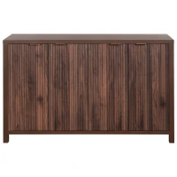 Elegant Fluted Buffet Cabinet with Sculpted Doors, Farmhouse Storage Sideboard for Kitchen Dining Living Room, 55" L × 15.5" W × 33" H, Brown(m-2)