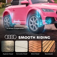 Qaba 12V Ride on Car for Kids, Audi TT RS Licensed Electric Car with Remote Control, Dual Motors, for 2-3 Years, Pink(m-7)