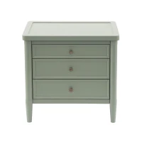 Modern Farmhouse Nightstand with 3 Storage Drawers, Wooden Bedside End Table with Tapered Legs, 23.5'' L x 15.5'' W x 24.5'' H, Green(m-2)