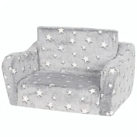 Qaba Kids Couch, 2 in 1 Toddler Couch with Glow in the Dark Stars, Sit to Lie, Ready from Box for Bedroomfor 18-48 M, Grey(m-2)