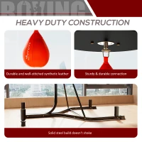 Soozier 2-in-1 Punching Bag Stand, Adjustable Height Heavy Bag Stand with Weighted Base and Speed Bag for Home, Black(m-6)