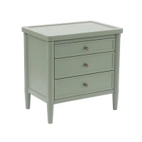 Modern Farmhouse Nightstand with 3 Storage Drawers, Wooden Bedside End Table with Tapered Legs, 23.5'' L x 15.5'' W x 24.5'' H, Green(m-10)