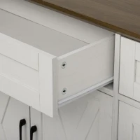Farmhouse Buffet Cabinet with Metal Hardware and Wood Grain, Sturdy Sideboard for Kitchen and Dining Room, 55'' L x 15.5" W x 32" H, Vintage White(m-12)