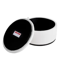 Elegant Round Storage Ottoman with Tufted Chenille and Removable Lid, Versatile Coffee Table for Living Room, 28'' L x 28" W x 16.5" H, White(m-7)