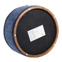 Elegant Round Storage Ottoman with Tufted Chenille and Removable Lid, Versatile Coffee Table for Living Room, 28'' L x 28" W x 16.5" H, Blue(m-8)
