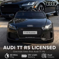 Qaba 12V Ride on Car for Kids, Audi TT RS Licensed Electric Car with Remote Control, Dual Motors, for 2-3 Years, Black(m-4)