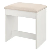 Farmhouse Makeup Vanity with LED Mirror and Outlet, Chic Dressing Table with Drawers and Stool, 37.5'' L x 15.5" W x 56" H, White+Walnut(m-11)